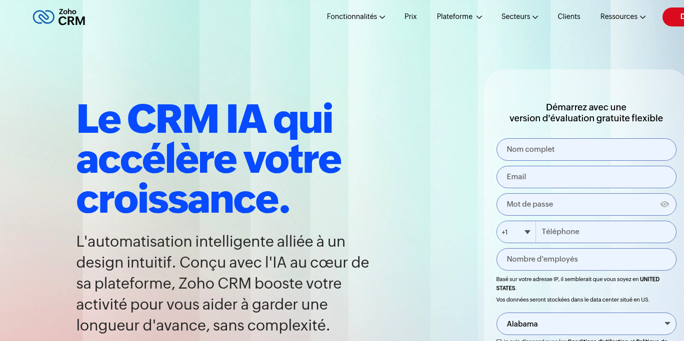 Aperçu Zoho CRM